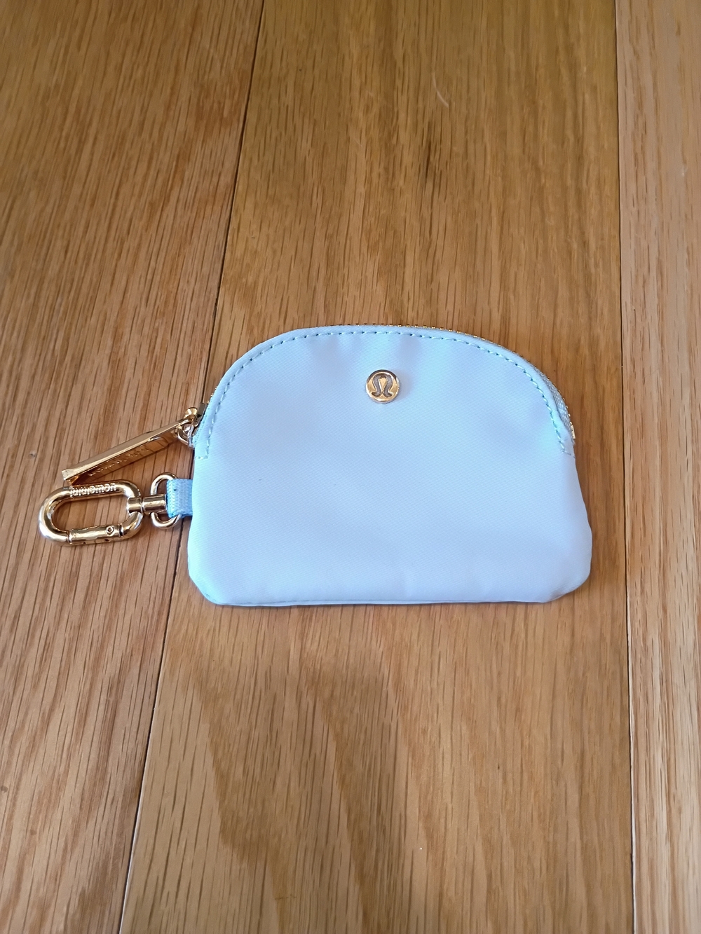 lululemon athletica Pale Blue Key & Card Pouch with Gold Hardware